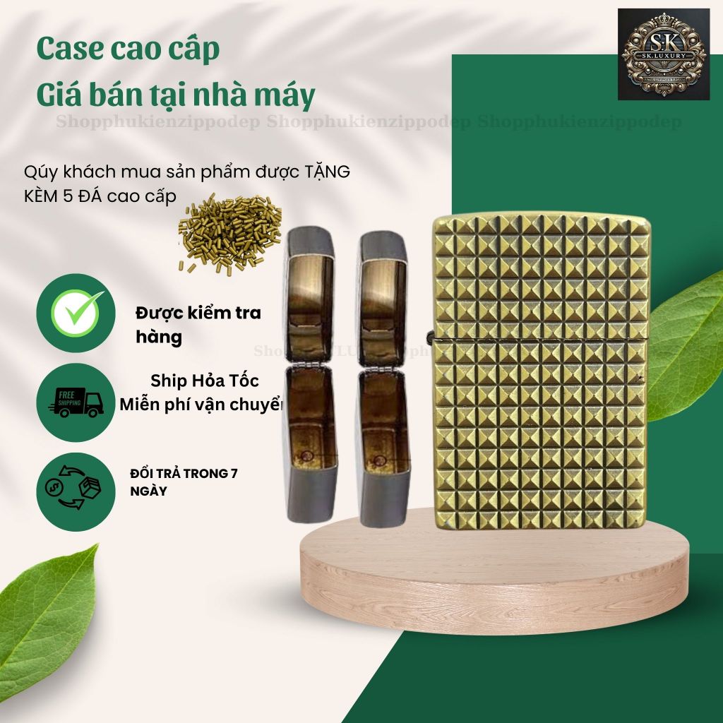 Case Zippo độc lạ,mẫu vỏ bằng đồng , tặng 5 đá zippo (YCARO19A)