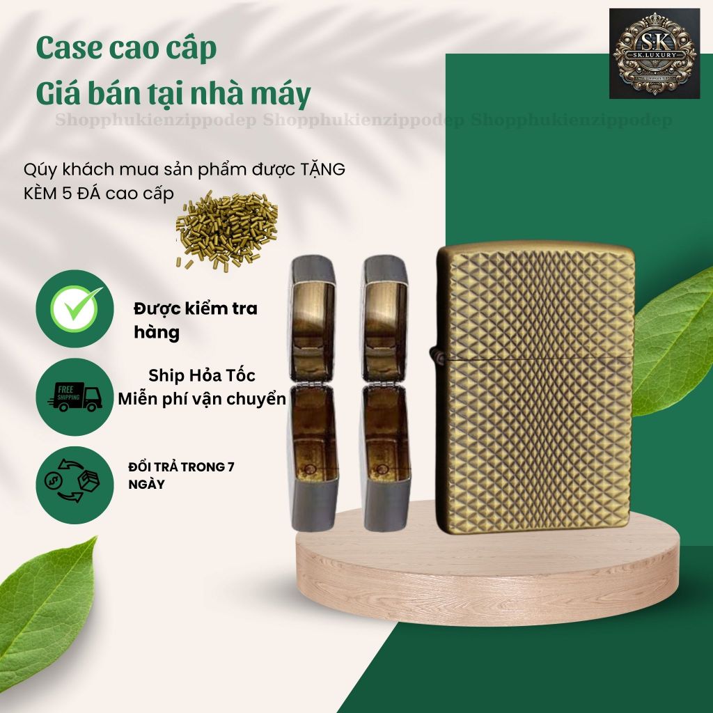 Case Zippo độc lạ,mẫu vỏ bằng đồng , tặng 5 đá zippo (YVAYRONG19C)
