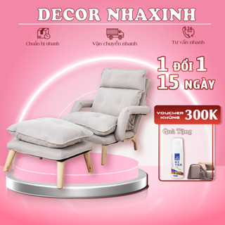 [FLASH SALE] Ghế Lười Decor Phòng Ngủ, Ghế Lười Thư Giãn Khung Sắt Tĩnh Điện, Tặng Kèm Đôn Gác Chân