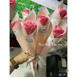 BÓ bông ốc quế màu dâu xinh(NƠ BE) (SỈ COMBO 10 BÓ)