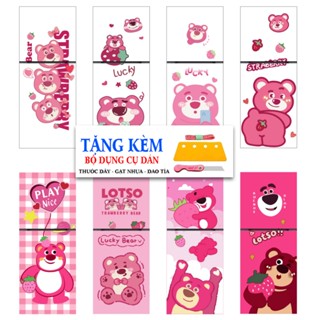 Decal dán tủ lạnh máy giặt gấu dâu chất liệu chống nước siêu bền giá rẻ miễn phí vận chuyển (Tặng bộ dụng cụ dán)