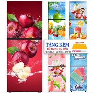Decal dán tủ lạnh hình hoa quả chống nước siêu bền, giá rẻ, miễn phí vận chuyển