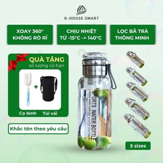 Bình pha trà thủy tinh Khouse smart chịu nhiệt kèm nắp pha trà tiện lợi lõi lọc bằng inox an toàn tặng túi đựng