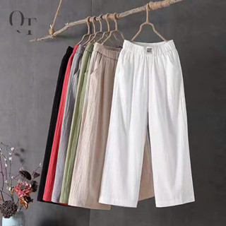  Quần dài ống suông mặc nhà nữ QT Linh Ngân. Quần vải đũi mềm mịn mát Q812 