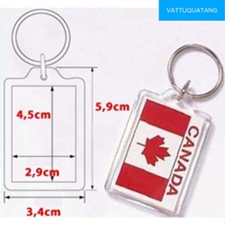 [HCM] Combo 100 cái phôi móc khóa mica chữ nhật, móc khóa nhựa 2 mặt trơn, chưa in