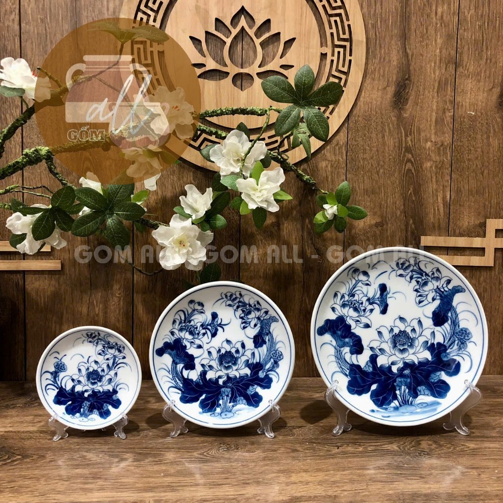 [18,20,22,.....35] Đĩa, mâm bồng sen có chân bày hoa quả đồ thờ cúng ban thờ gia tiên, thần tài gốm 