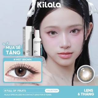 Kính áp tròng lens Kilala len mắt màu nâu len xám 0 độ lens cận 6 tháng 14.2mm Mist Brown Chestnut Milk Brown