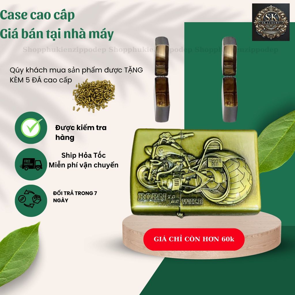 Case Zippo độc lạ,mẫu  sưu tầm vỏ bằng đồng , tặng 5 đá zippo (YXEMAY2)