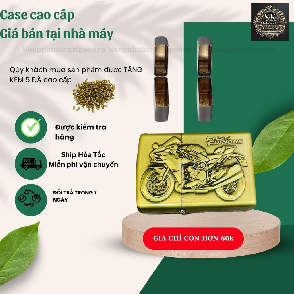 Case Zippo độc lạ,mẫu sưu tầm vỏ bằng đồng , tặng 5 đá zippo (YXM4)