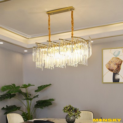 Đèn thả chùm MONSKY LUNA pha lê k9 hiện đại sang trọng kèm bóng LED 3 màu ánh sáng cao cấp
