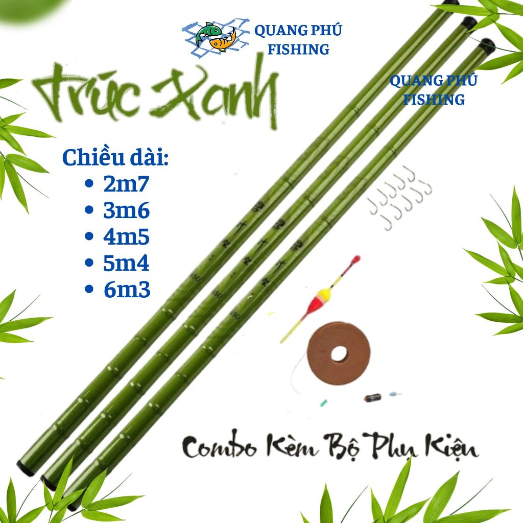 Cần câu tay trúc xanh 3h giá rẻ ngọn 0.9mm dài 2m7 3m6 4m5 5m4 6m3 chất liệu cacbon 0.5-4kg câu cá r