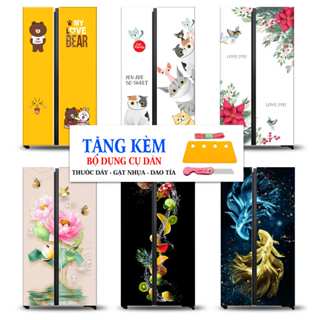 Decal dán tủ lạnh 2 cánh, 4 cánh side by side(110x180), chống nước siêu bền, chất lượng, giá rẻ Shop Huệ Decor