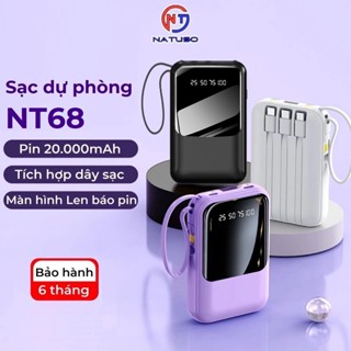 Sạc dự phòng 20000mAh 10000mAh sạc nhanh pin mini dung lượng lớn có sẵn nhiều dây sạc – Natuso XY68