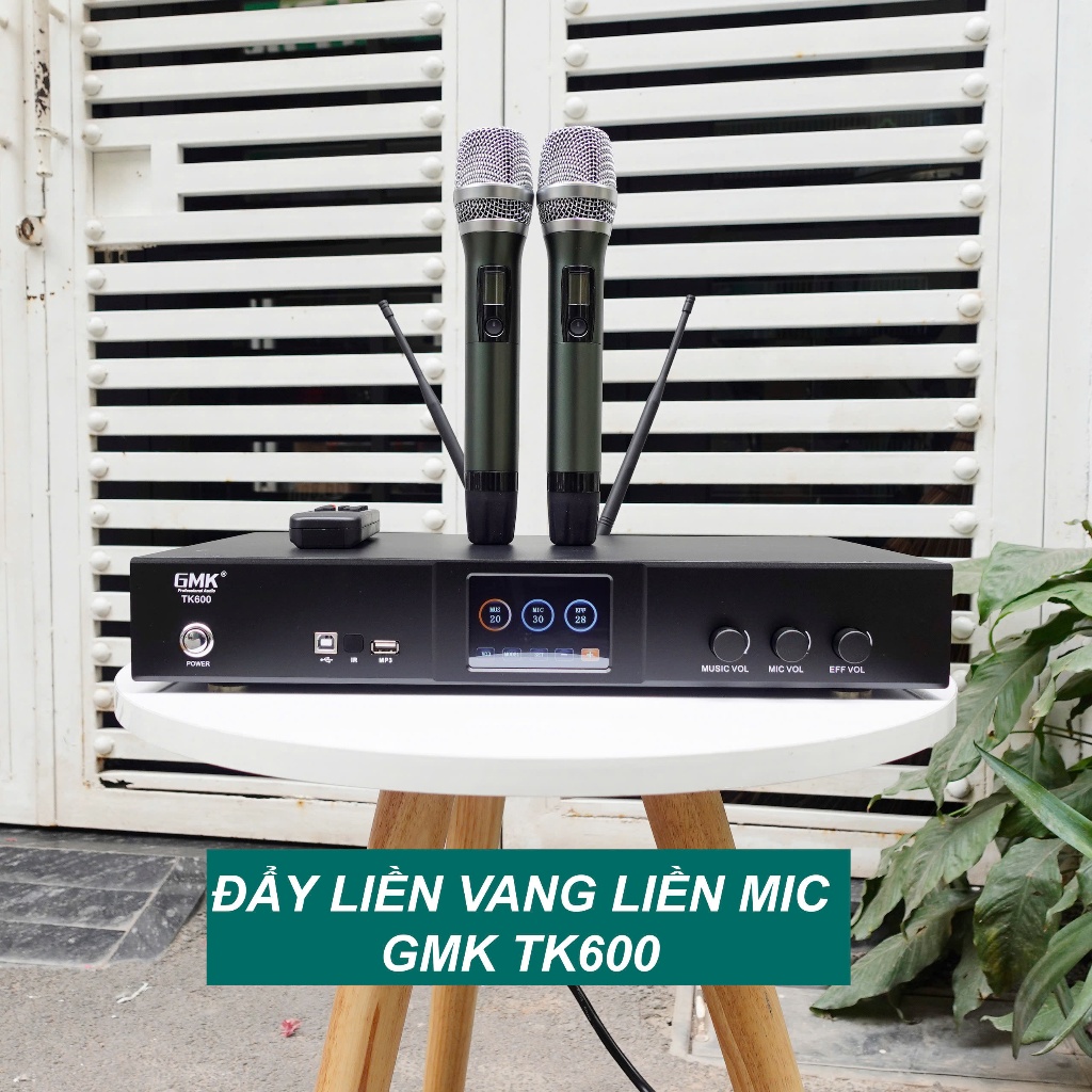 Đẩy liền Vang Số liền Micro không dây GMK TK600 chính hãng-Công suất 600w/kênh-PM chỉnh vang số...