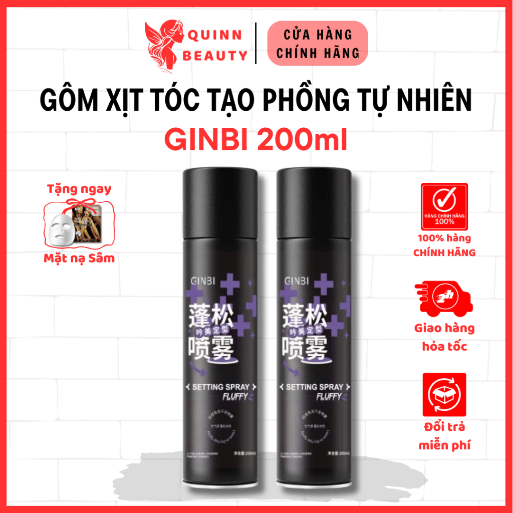 Gôm xịt phồng tóc Ginbi - Giữ nếp chắc chắn, tạo kiểu cho tóc, không gây bết dính, xịt mềm mại, giữ nếp lâu dài, 200ml