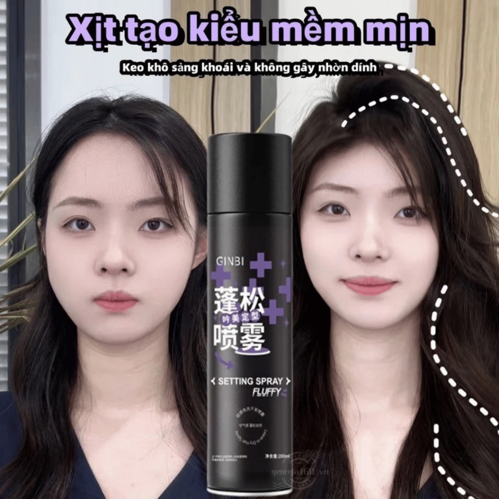 Gôm xịt phồng tóc Ginbi - Giữ nếp chắc chắn, tạo kiểu cho tóc, không gây bết dính, xịt mềm mại, giữ nếp lâu dài, 200ml