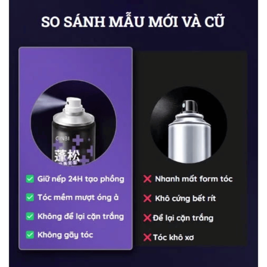Gôm xịt phồng tóc Ginbi - Giữ nếp chắc chắn, tạo kiểu cho tóc, không gây bết dính, xịt mềm mại, giữ nếp lâu dài, 200ml