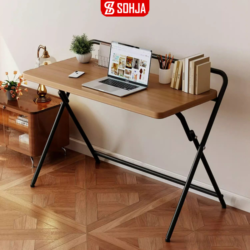 Bàn làm việc gấp gọn chân thép sơn tĩnh điện mặt gỗ cao cấp thương hiệu SOHJA - GM139