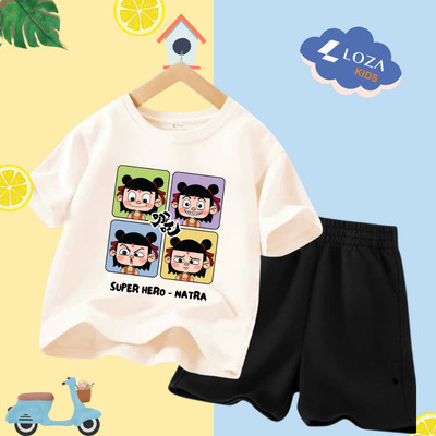 Bộ đồ cho bé trai Super hero Natra  - Quần áo bé trai size từ 15-40kg-  Loza Kids SB242