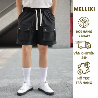  Quần short kaki túi hộp quần đùi kaki túi hộp nam nữ from dáng Hàn Quốc trẻ trung basic Box short MELLIXI 