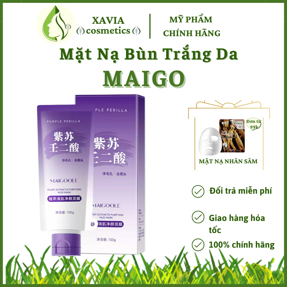 Mặt nạ bùn MAIGOOLE 100g  - Mặt nạ bùn tía tô tẩy tế bào chết, sach sâu lỗ chân lông, hút sạch bả nhờn, dưỡng trắng da