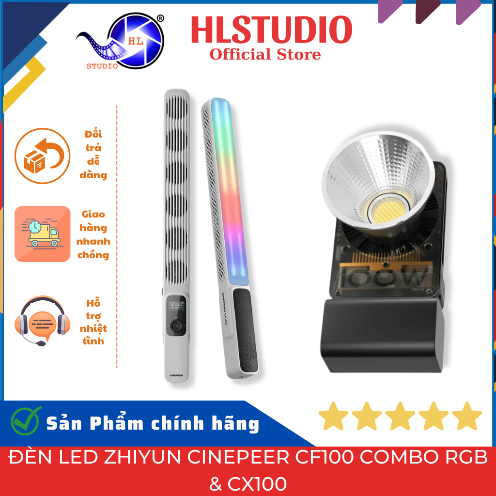 Đèn Led Zhiyun CINEPEER CF100 Combo RGB & CX100 (2700K-6500K) - HL Studio