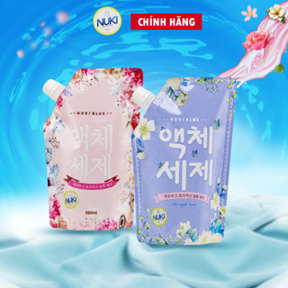 Túi Mini Size Nước Giặt Hàn Quốc Nuki Blue 500ml Hương Thơm Dịu Nhẹ,Tiện Lợi Mang Theo Khi Đi Du Lịch