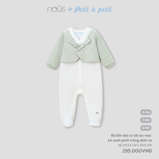 Nous Baby Bộ liền dài có tất áo khoác lửng phối trắng bé trai bé gái từ 0-12 tháng tuổi