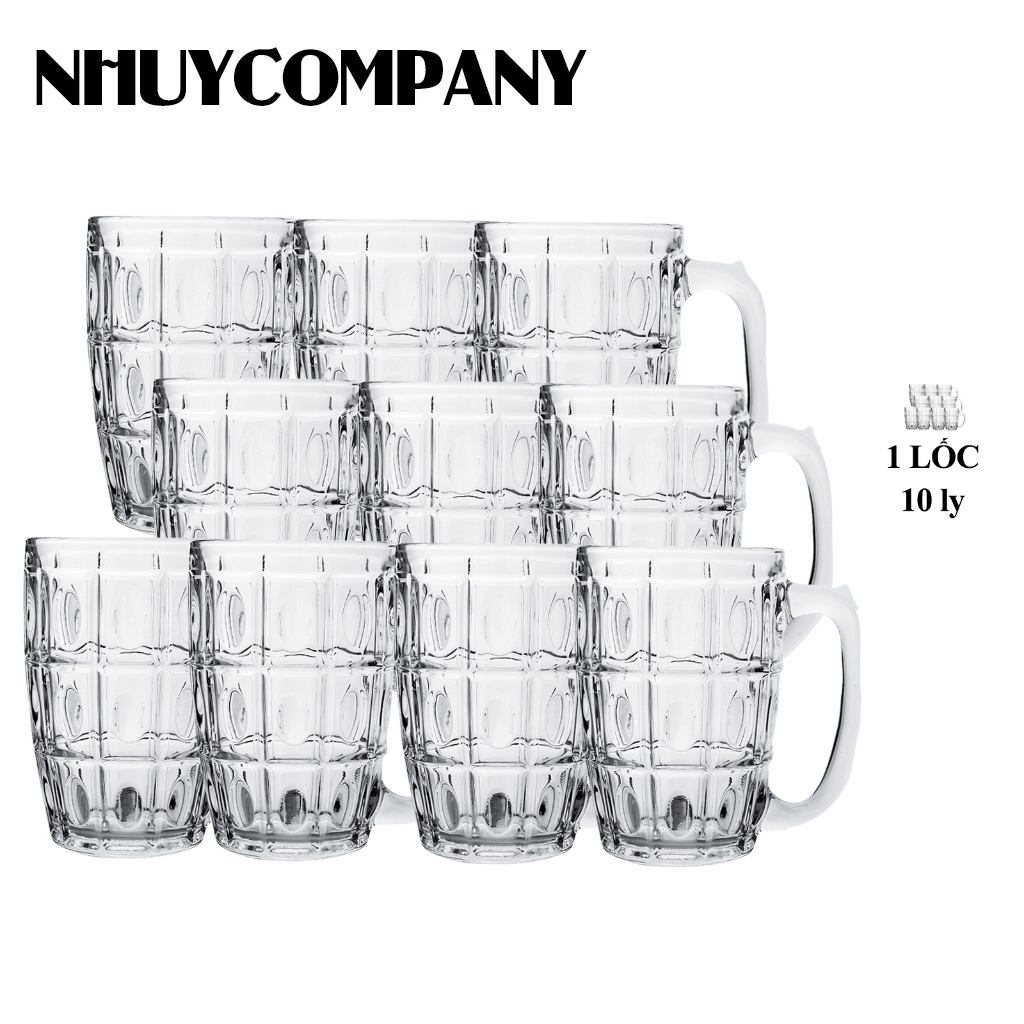 Combo 10 ly nhựa mica trong suốt có quai cao cấp, dùng uống trà đá, uống bia, an toàn tiện lợi | NHUYCOMPANY
