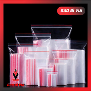 Túi zip viền đỏ, túi zip chỉ đỏ dày chắc đủ size- BAO BÌ VUI