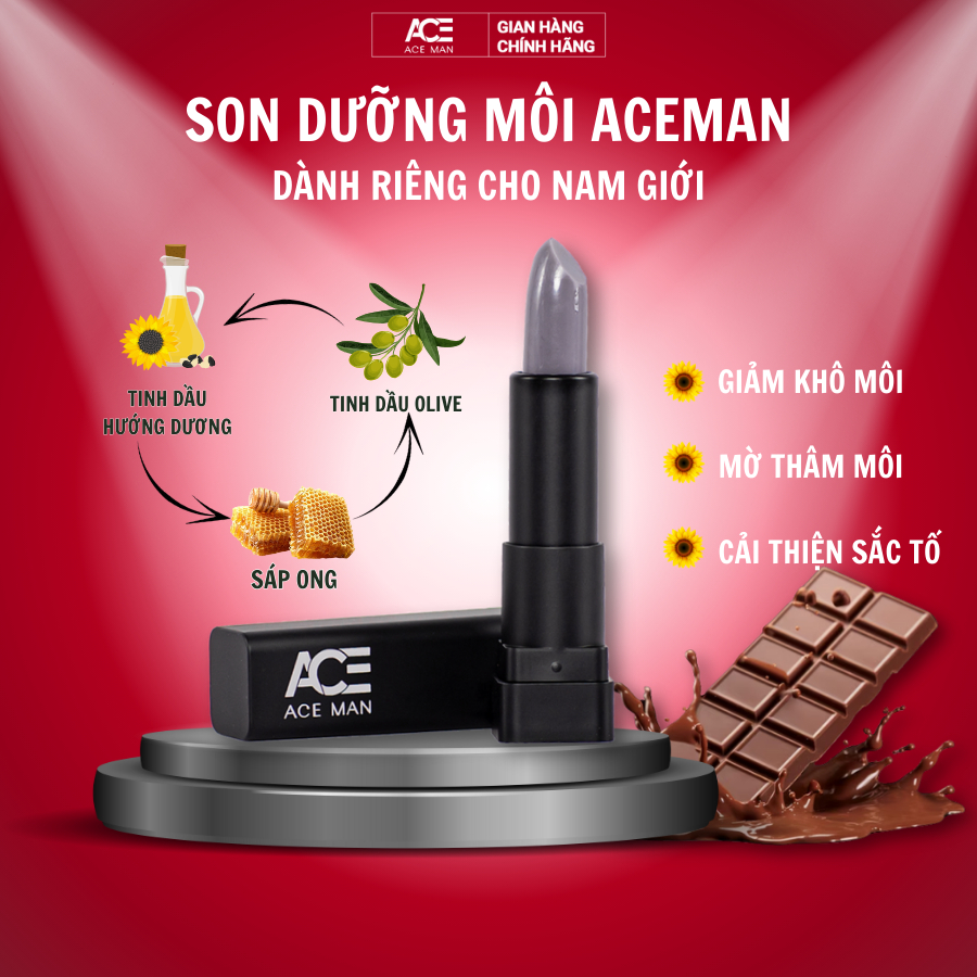 Son dưỡng môi cho nam ACEMAN 4g cấp ẩm cho đôi môi luôn căng mọng tự nhiên