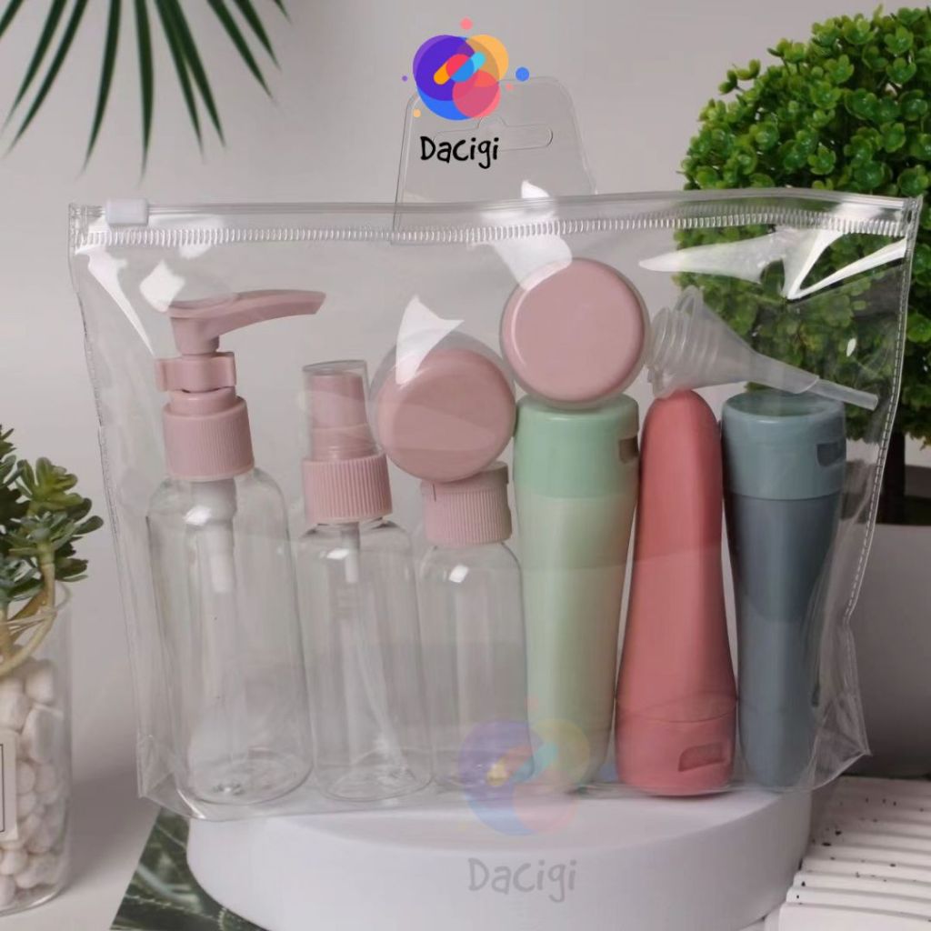 Bộ chiết mỹ phẩm 11 món du lịch, set triết sữa tắm dầu gội mini Hàn Quốc tiện lợi túi zip - Dacigi