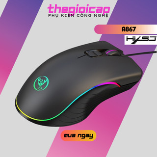 Chuột gaming led rgb chơi game có dây 6400 dpi hxsj a867