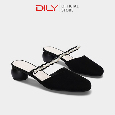 Guốc nữ cao gót DILY gót tròn tôn chân, guốc sục mũi tròn thời trang cao 4cm DL0564