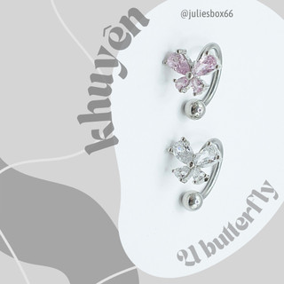   1 CHIẾC  Khuyên tai chất liệu thép không gỉ U BIG BUTTERFLY Không Gỉ Không Kích Ứng juliesbox  XỎ  