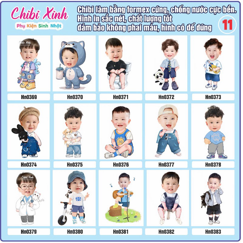 chibi sinh nhật cho bé trai - gửi mẫu duyệt trước khi in