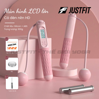 Dây nhảy ĐẾM SỐ JUSTFIT [Nâng cấp 6 điểm] không dây giảm cân, bóng to, có calo, đếm vòng, có tạ tập yoga, gym, thể dục
