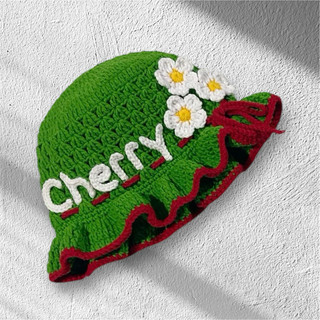 Nón len bé gái. Nón len bèo 3 hoa handmade