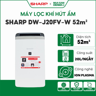 Máy lọc không khí và hút ẩm Sharp DW-J20FV-W 20L (model mới) | Máy hút ẩm J20FV cho phòng 52m