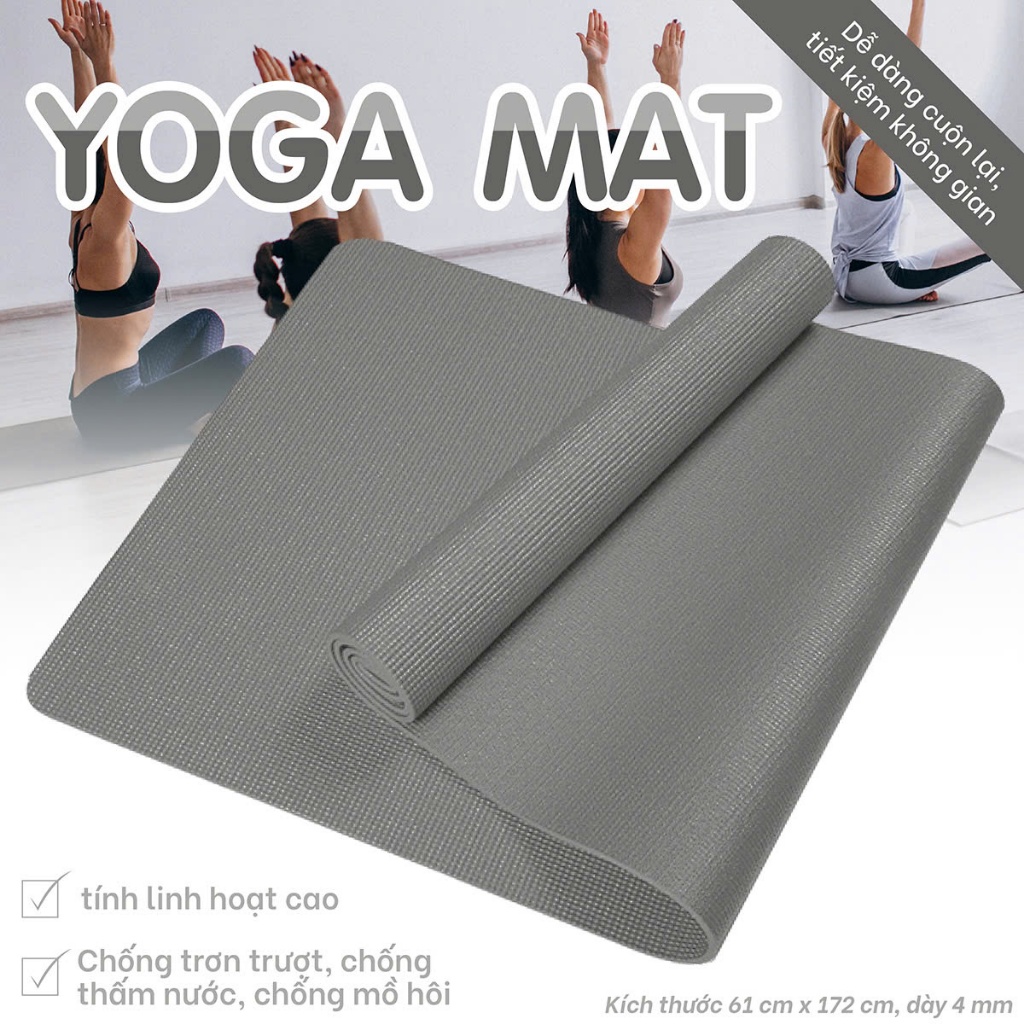 (4mm) professionall-Thảm tập Yoga cao cấp Thái Lan loại TPE dày 4mm,kích thước: 173cmx61cm,