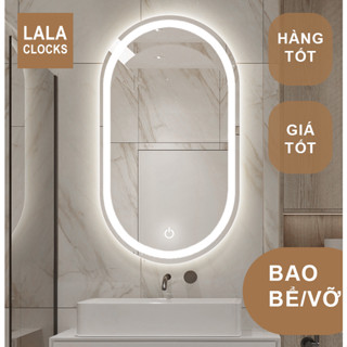 Gương Oval treo tường led cảm ứng cao cấp, treo nhà tắm, bàn trang điểm, cửa hàng, bao bể vỡ, nhiều kích thước