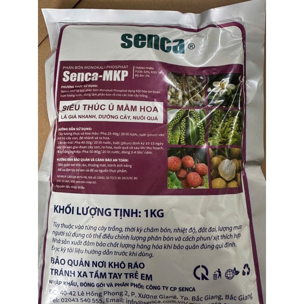 Phân bón siêu thúc ủ mầm hoa Senca MKP 0-52-34 (Gói 1kg)