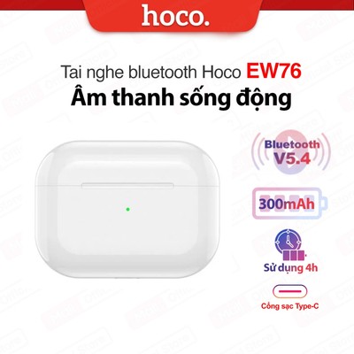 Tai nghe bluetooth V5.4 Hoco EW76 , pin 300mAh, dùng đến 4 giờ, âm thanh chất lượng cao , tương thích nhiều thiết bị