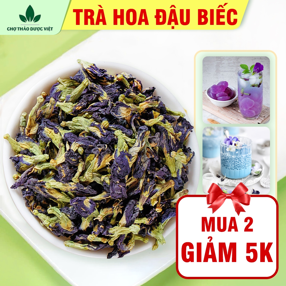 Trà hoa đậu biếc 100g, sấy lạnh, nguyên liệu pha trà, làm bánh, tạo màu thực phẩm tự nhiên