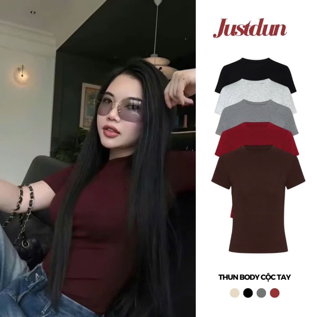 Áo thun ôm body cotton lông mịn co giãn Justdun A1