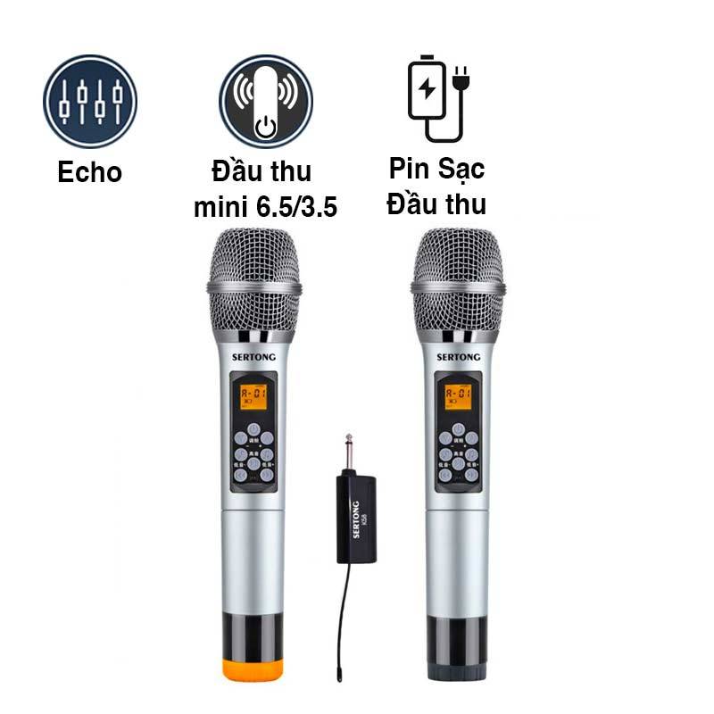 Micro không dây Sertong SER-K58 Chính Hãng, Bắt Âm Cực Chuẩn, Chống Hú Rít, Hỗ Trợ Giọng Hát Tối Đa