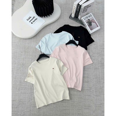 Áo phông nữ QC thêu chữ M  chất cotton co giãn, thoáng mát kiểu dáng free size