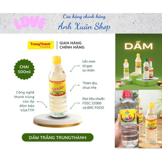Dấm Ăn Trung Thành + Ngân Hà loại Rẻ chai 450/500ml Nắp Vàng (Dấm trắng Trung Thành + Dấm rẻ Ngân Hà)