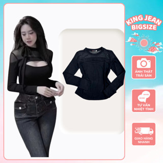 Áo Thun Lưới Nữ Khoét Ngực Tay Dài Tay Ngắn Chất Vải Cotton Borip (KHÔNG KÈM NƠ) Bigsize từ 55-90kg AT140