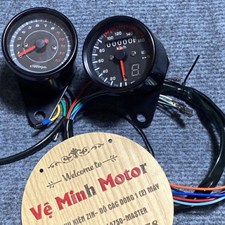 Đồng hồ tua máy - Đồng hồ km có báo số cafe racer